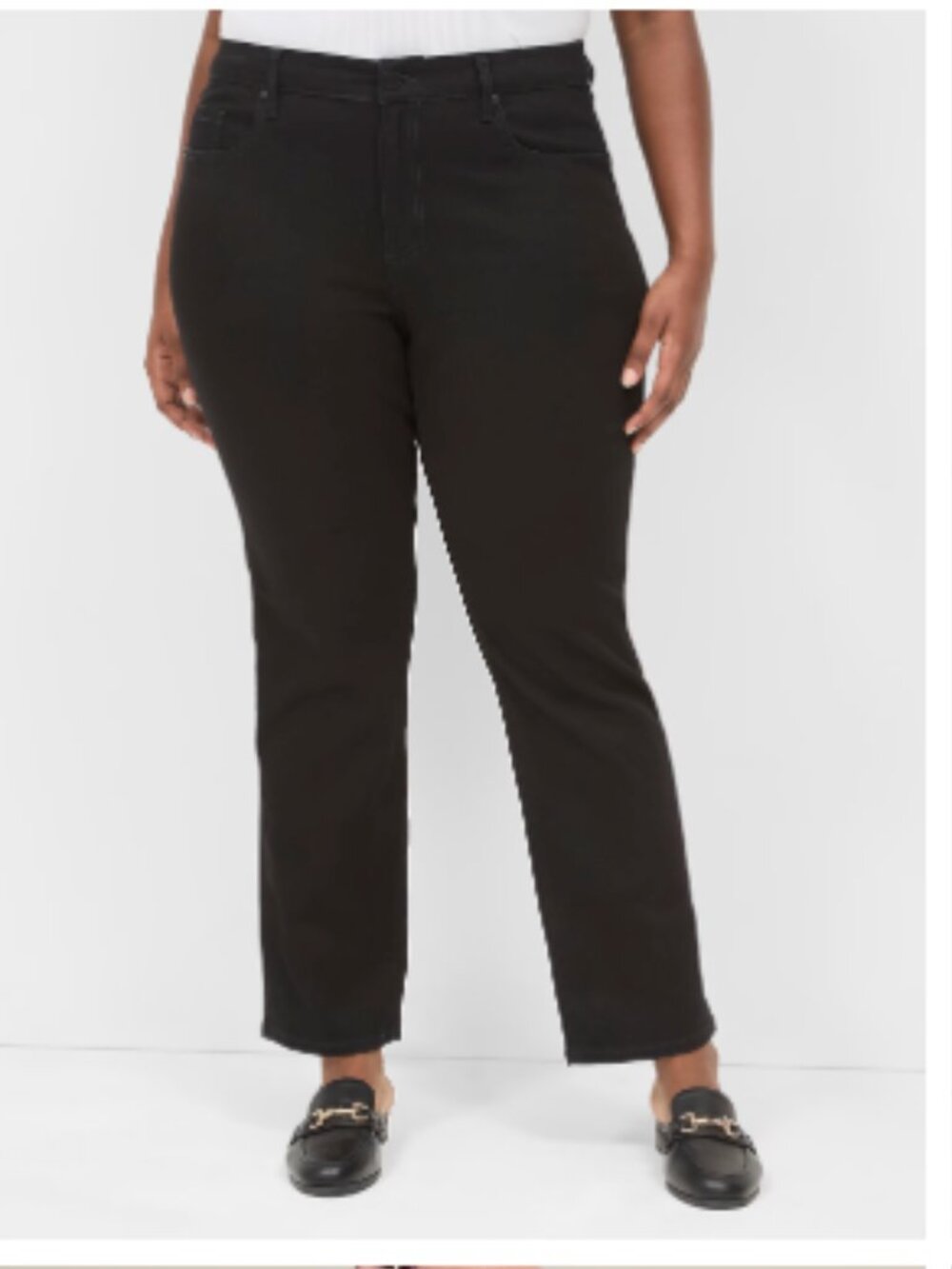 Lane Bryant Women’s Plus Size 26 High-Rise Essential Straight Jean Black Stretch